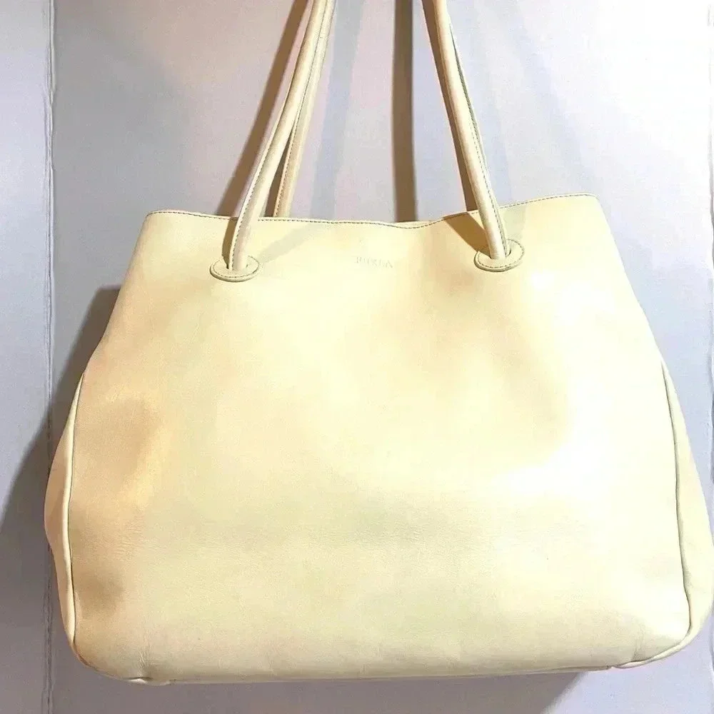 Furla beige leather satchel handbag
